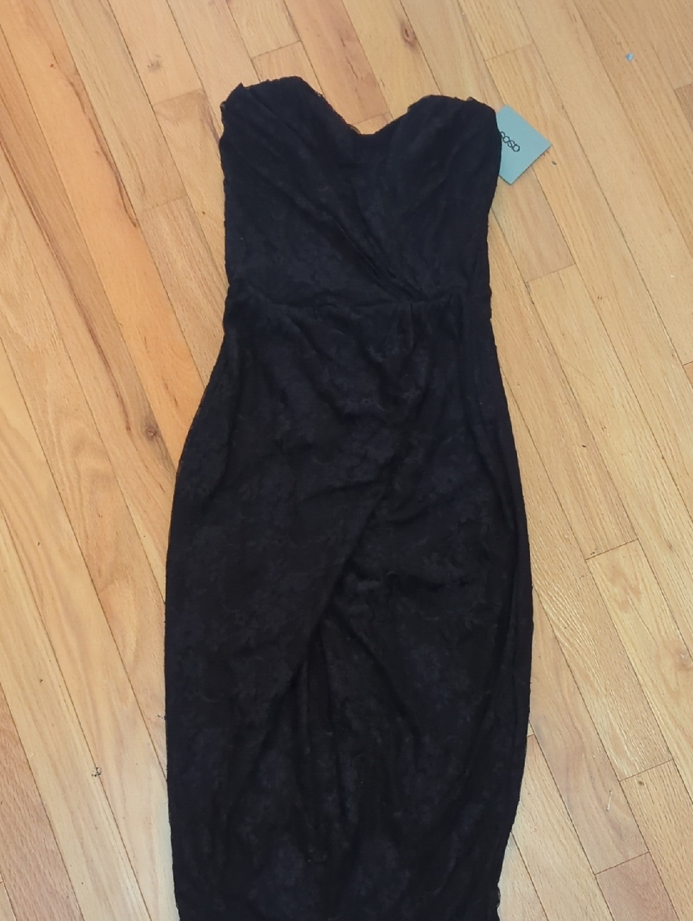 Strapless Black Lace Bodycon Dress